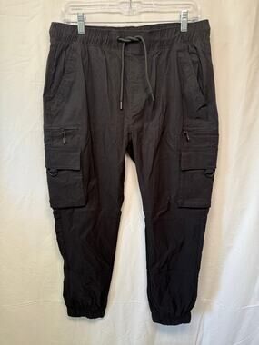 Benjamin Black Cargo Utility Jogger Pants, Black, Size Large